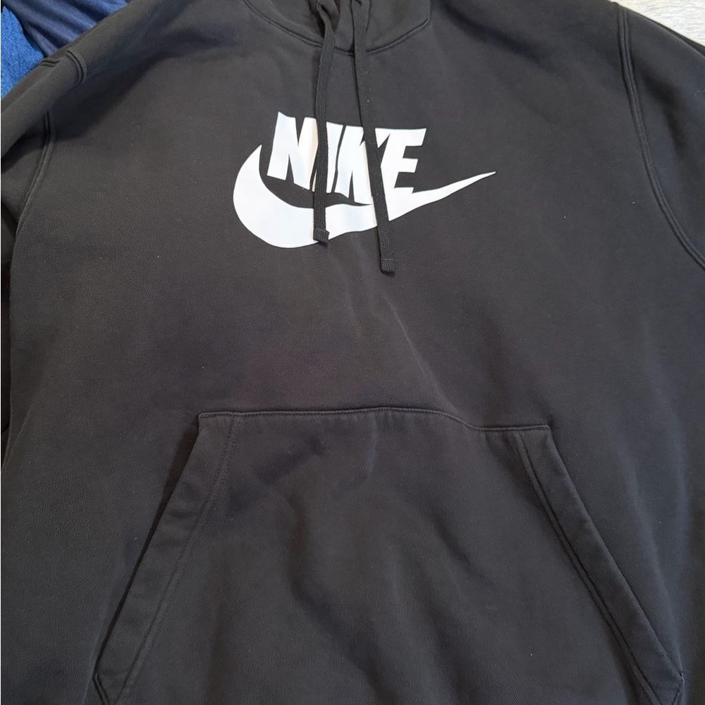 Nike Men's Black Hoodie with White Logo